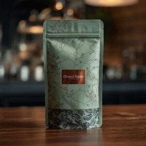 أكياس قهوة ورقية لون أخضر فاتح (Sage Green) مزودة بسوستة إغلاق محكمة للمحامص والكافيهات